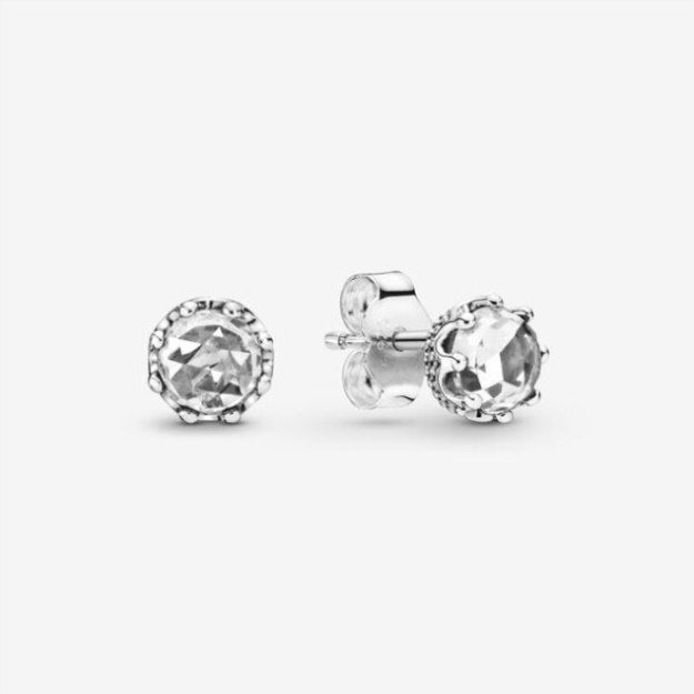 Clear Sparkling Crown Stud Earrings Pandora Sterling Silver